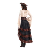 Pirates Layered Brown Dress Stage Performance Cosplay Costume Outfits Halloween Carnival Suit
